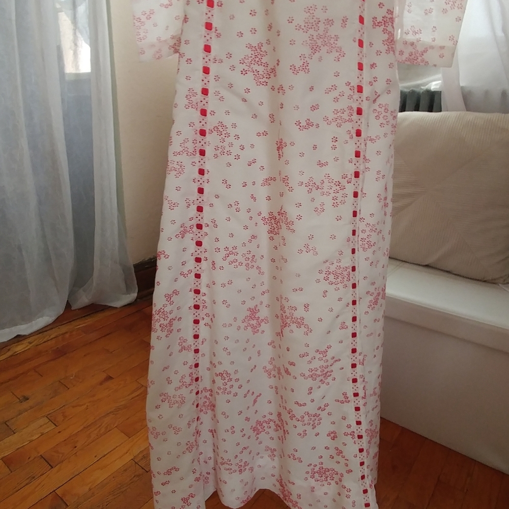 Vintage 70s Maxi Dress Puff Sleeve Floral Print 2 - Picture 8 of 16